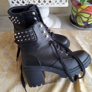 Black Studded Collar Boots 8